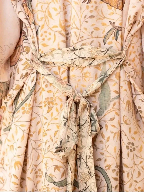 Market of Stars Folklore Opera Floral Botanical Print Kimono Robe with Tie Waist - Picture 2 of 8